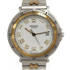 Hermes watch Captain Nimo SS GP Quartz White Dial Used SKAI-0