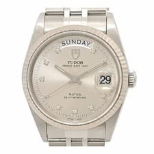 TUDOR PRINCE DATE DAY WATCH 76214 AUTOMATIC STAINLESS STEEL WHITE GOLD MEN'S F/S