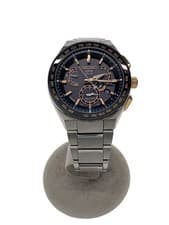 Seiko Solar Analog Watch Stainless Steel Black SLV 8X53-0AV0-2 Used