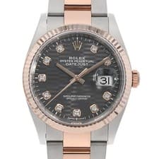 ROLEX Datejust 36 10P diamond 126231G slate Fluted motif 3-row oyster bracel...