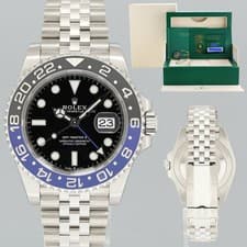 2024 PAPERS NEW 126710 BLNR Rolex GMT Master II Batman Blue Jubilee Steel Watch