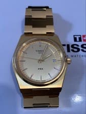 TISSOT PRX 40mm Quartz Wristwatch Gold Timepiece Model Genuine Authentic
