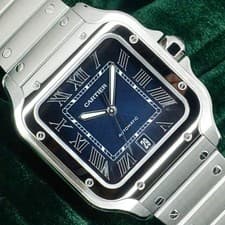 Cartier Santos 39.8mm Blue Dial Stainless Steel MINT COMPLETE SET WSSA0030