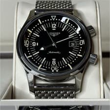 Longines Legend Diver L3.774.4.50.6 42mm Black Auto Milanese Bracelet FULL SET