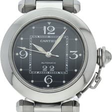 CARTIER Pasha C Big Date Watch W31053M7 Stainless Steel mensWatch black USED