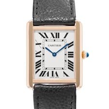 Cartier Tank Solo W5200004 3167 27mm Silver Dial 18k Yellow Gold Mens Watch 2017