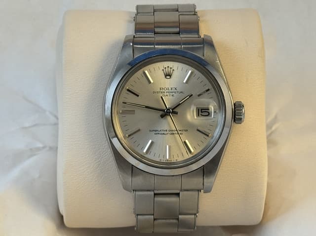 FSOT: Rolex Date Men's Sigma Dial, Ref. 1500 Steel, 34 mm. Bracelet, Boxes & Papers, Serviced. New Price Reduction