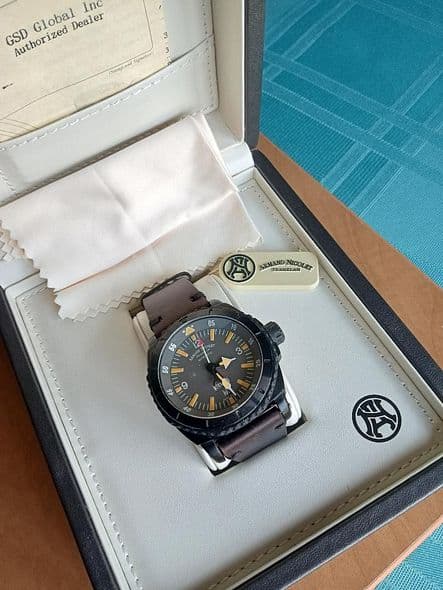 FS: NIB ARMAND NICOLET M02 DLC Diver in Steel on Strap