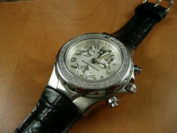 FS: NIB TECHNOMARINE Lady Techno Diamond Chrono in Steel with Black Alligator Strap