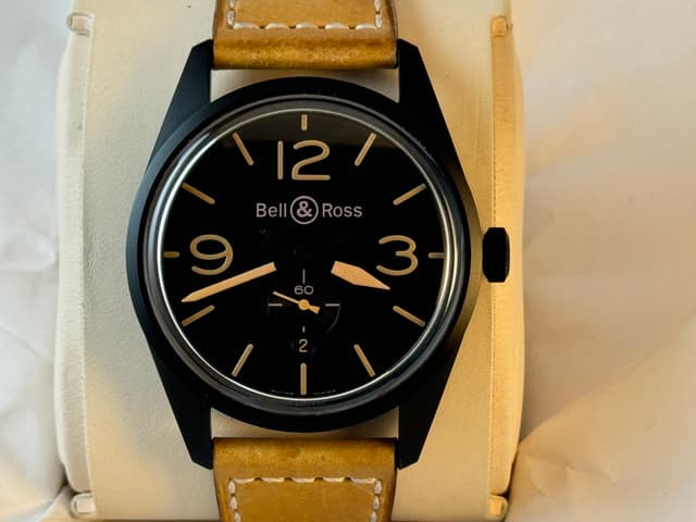 FSOT: Excellent Bell & Ross 123 Vintage Heritage BR123-95-SC Complete Boxes & Papers. Price Reduction