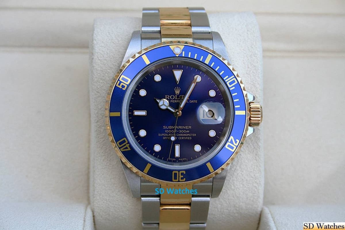 FS: ROLEX 16613 SUBMARINER WATCH BLUE DIAL 18K/SS