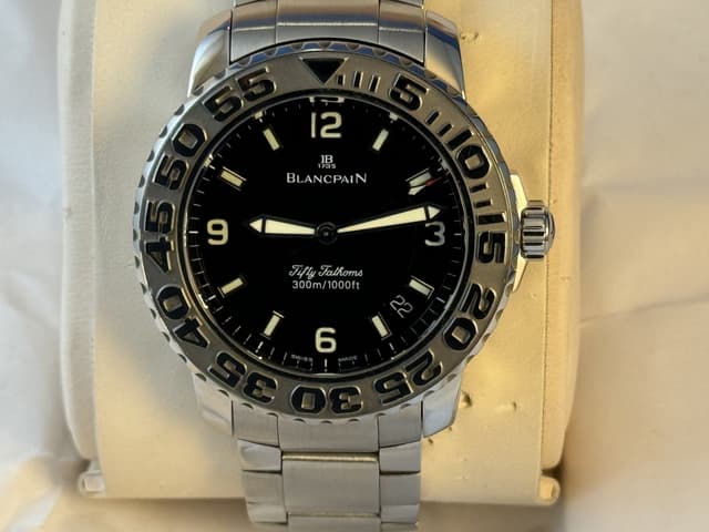FS Very Good Blancpain Fifty Fathoms Divers Trilogy Collection 2200-1130-71, 100 Hours, 40mm, BP Serviced under Warranty. Price Reduction