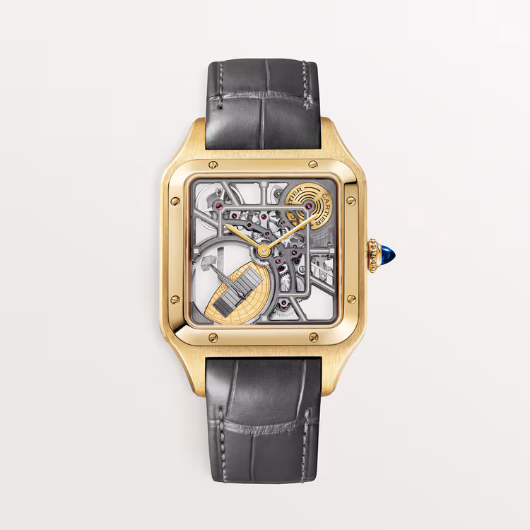 Santos-Dumont skeleton watch equipped with a micro-rotor