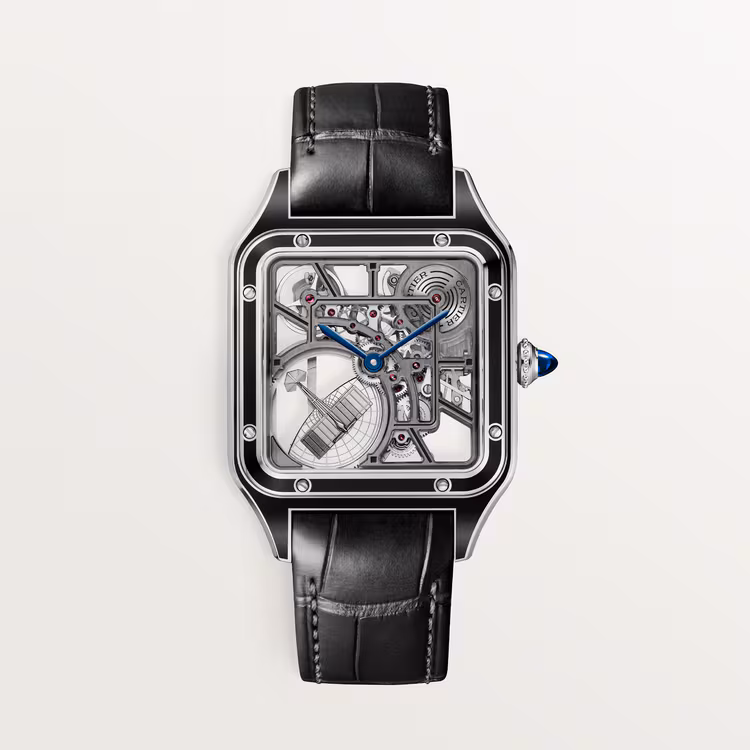Santos-Dumont skeleton watch equipped with a micro-rotor