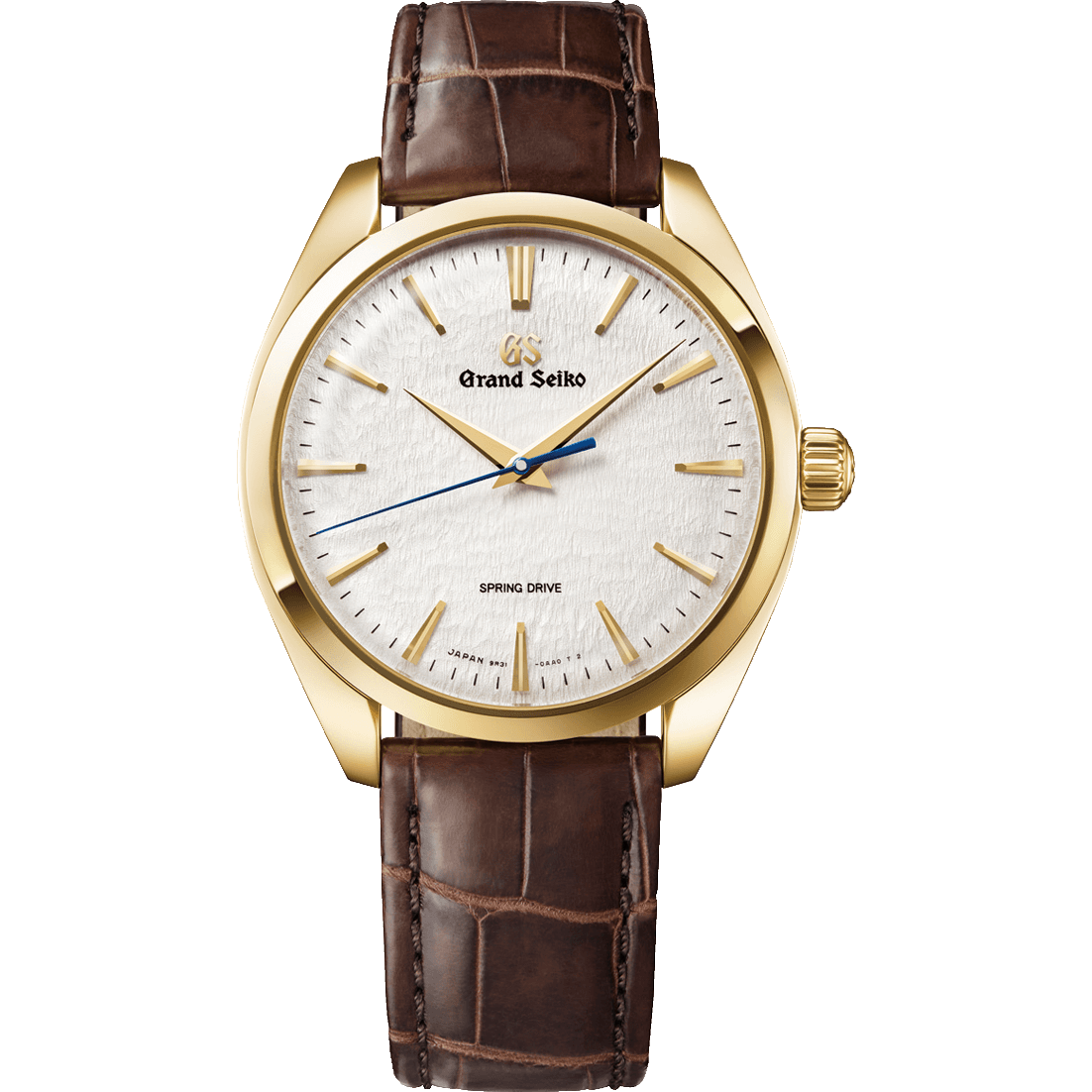 Grand Seiko Grand Seiko Hand-wound spring drive mounted yellow gold model that emits a soft, sparkling light