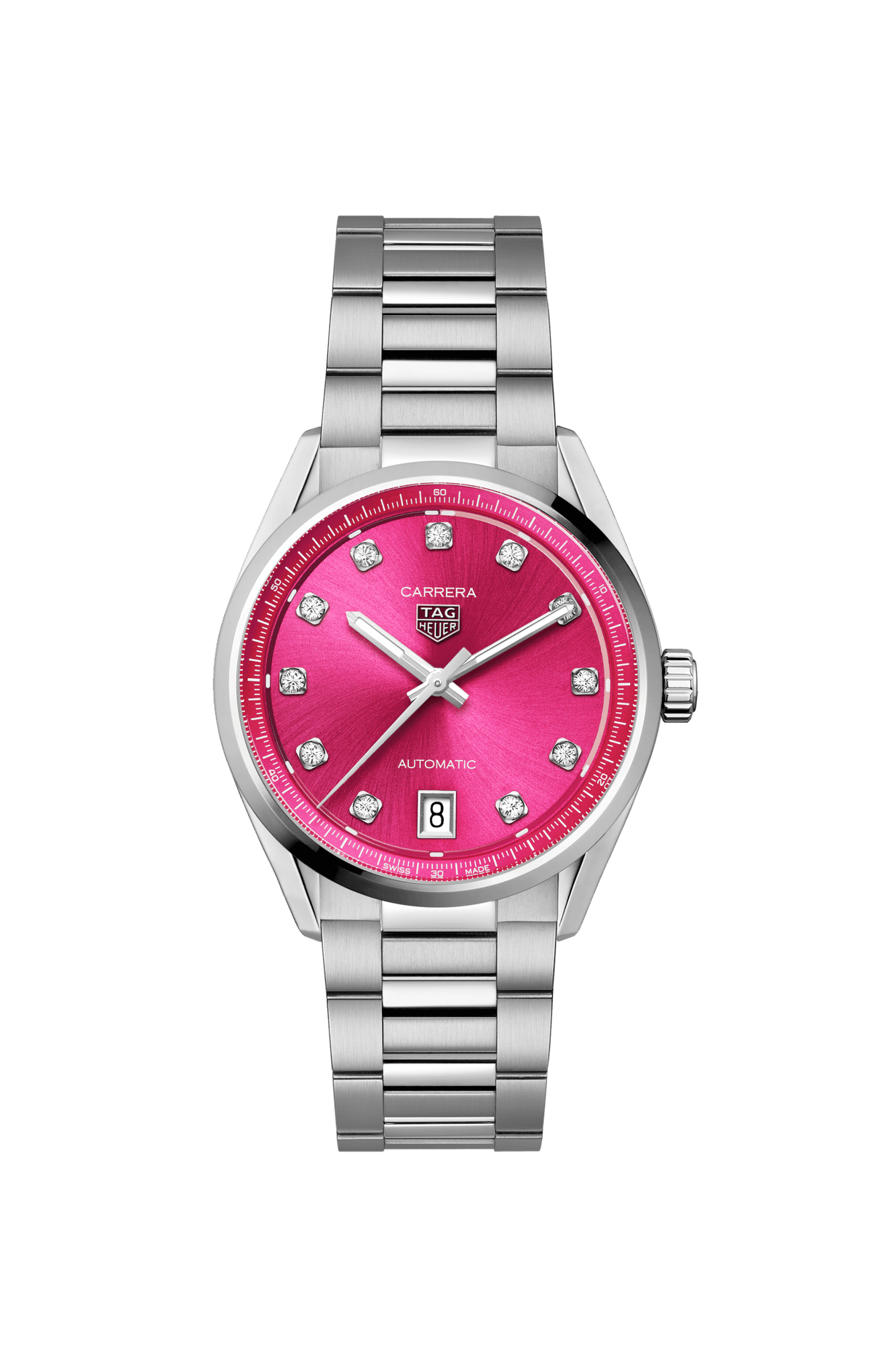 FS: TAG HEUER CARRERA DATE Automatic, 36 mm PINK with Diamonds WBN2318.BA0001